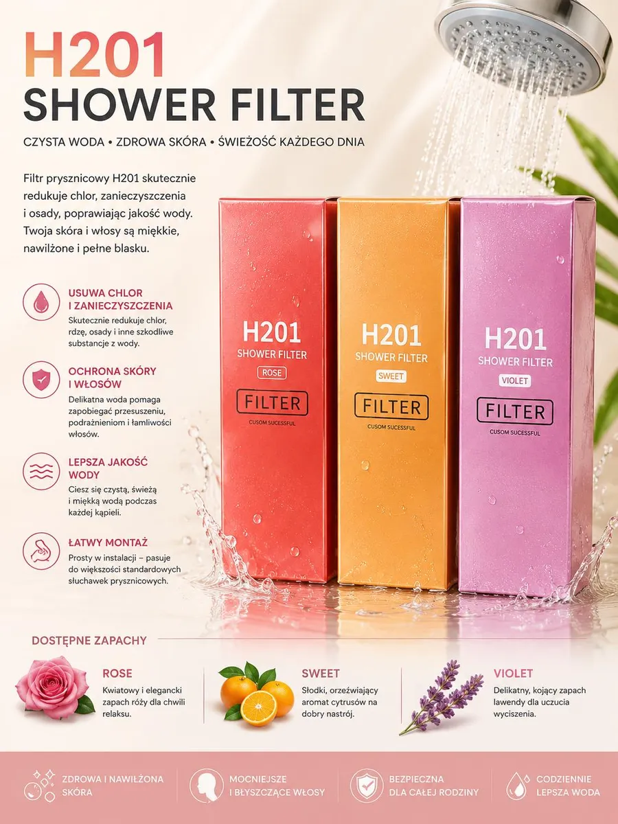 Filtr prysznicowy WK50626-39 z zapachem Rose, Sweet, Violet