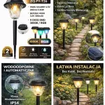 Solarna lampka ogrodowa LED 3000K + RGB czarna WK50626-49