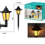 Lampa solarna 2w1 czarna z ciepłym światłem 34 cm WK50626-52