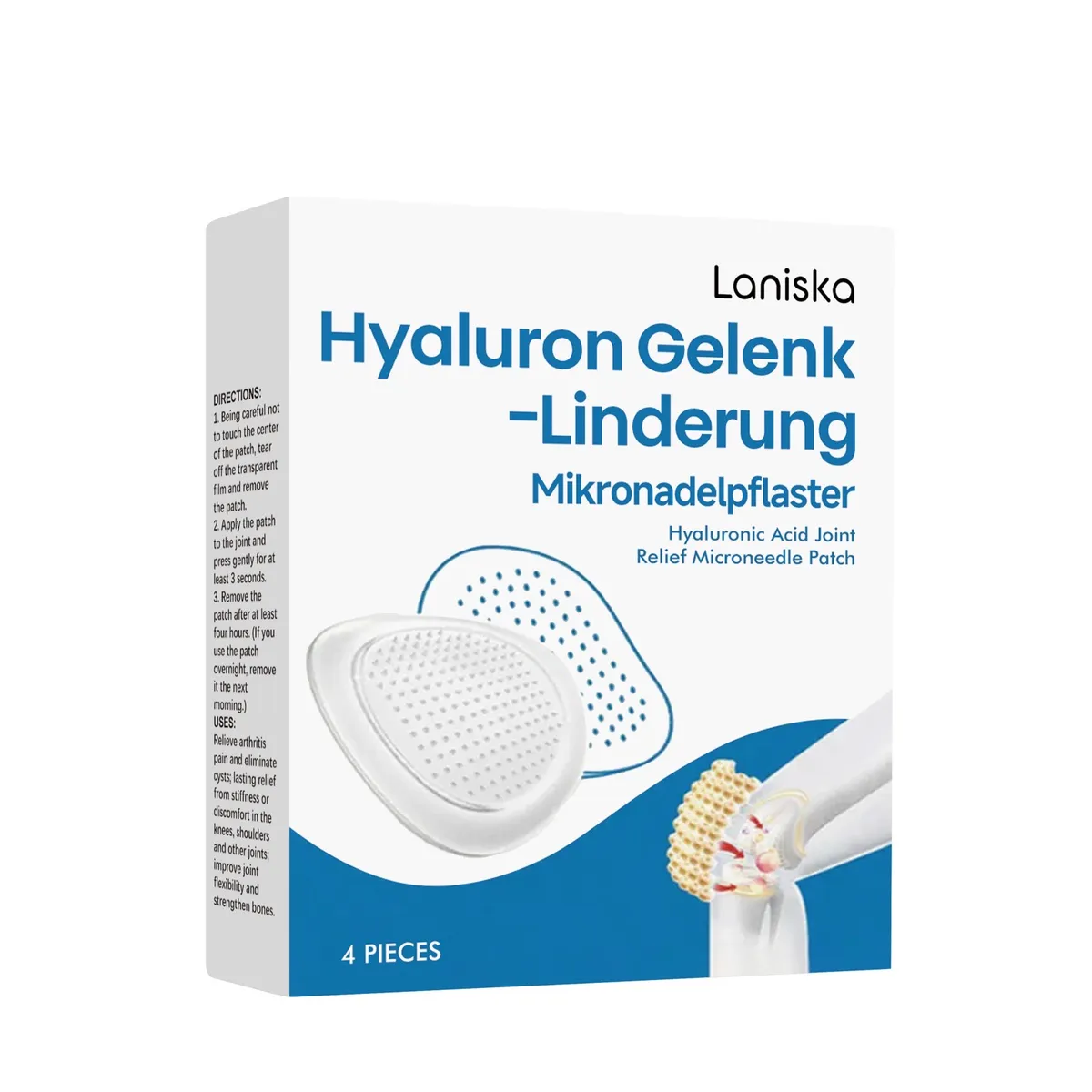 Laniska Hyaluron Gelenk-Linderung mikronakłuwane plastry na stawy 4 sz