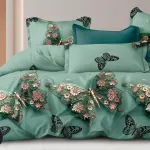 Komplet pościeli 5D Milano 160x200 zielony z motylami WK50626-66