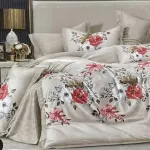 Komplet pościeli 5D MILANO 160x200 beżowy w kwiaty 4-częściowy WK50626