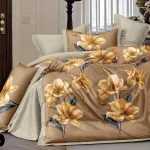 Komplet pościeli 5D MILANO 160x200 beżowy z kwiatowym wzorem WK50626-8