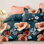 Komplet pościeli 5D MILANO 160x200 granatowy z kwiatami WK50626-82
