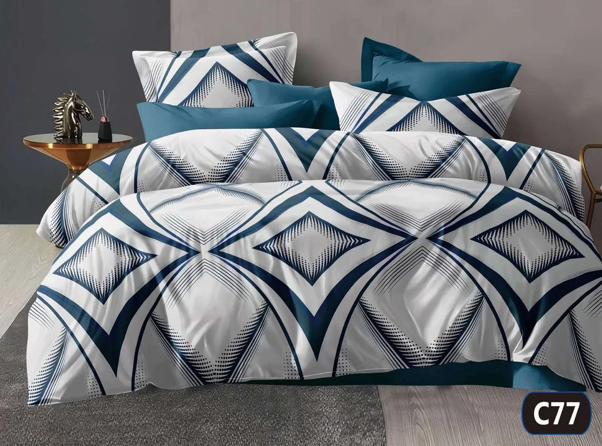 Komplet pościeli 5D MILANO 160x200 granatowo-biały 4 częściowy WK50626