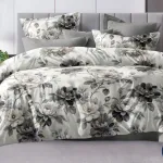 Komplet pościeli 5D MILANO 160x200 kremowo-szary z kwiatami WK50626-86