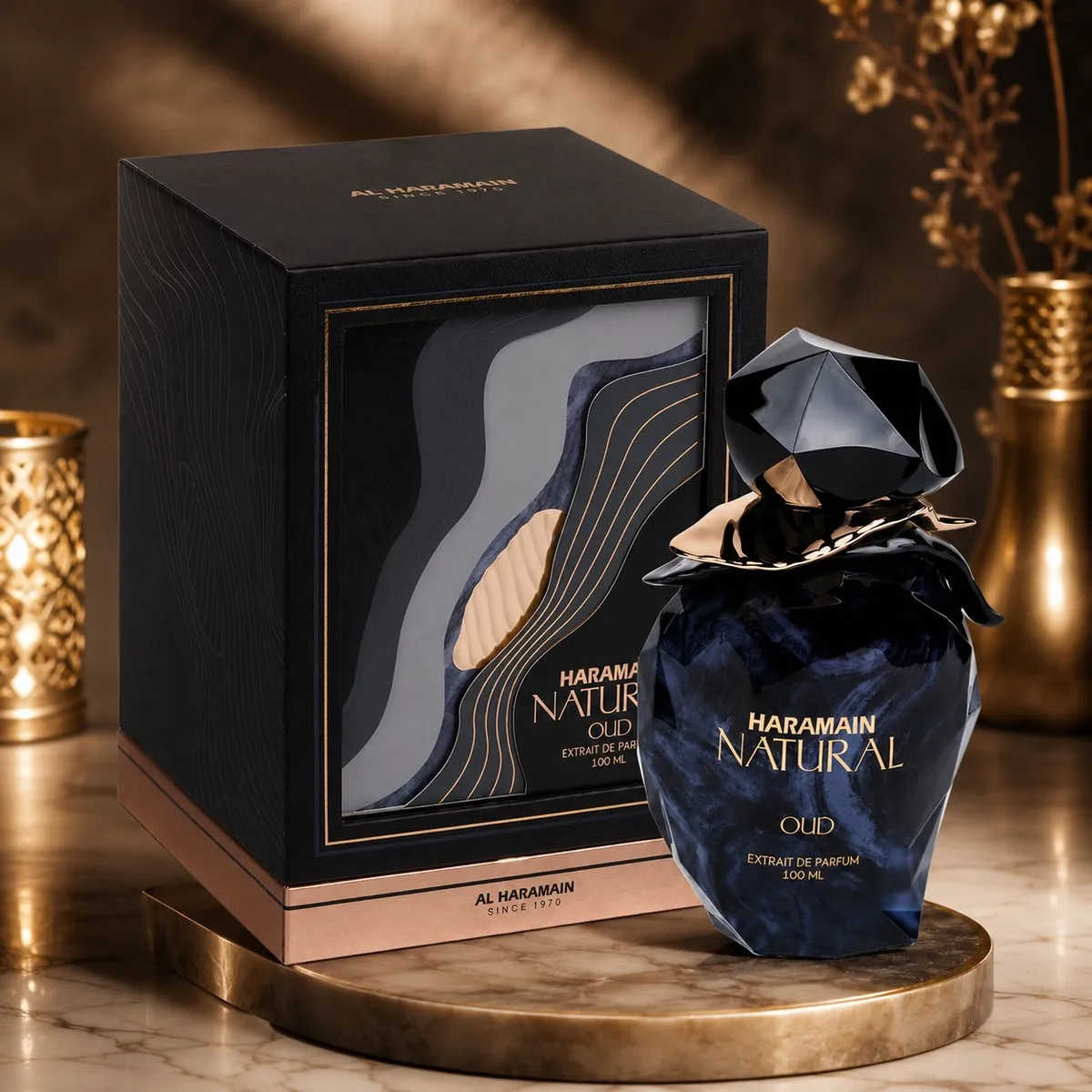 Haramain Natural Oud Perfumy 100ml granatowo-złote WK50626-108