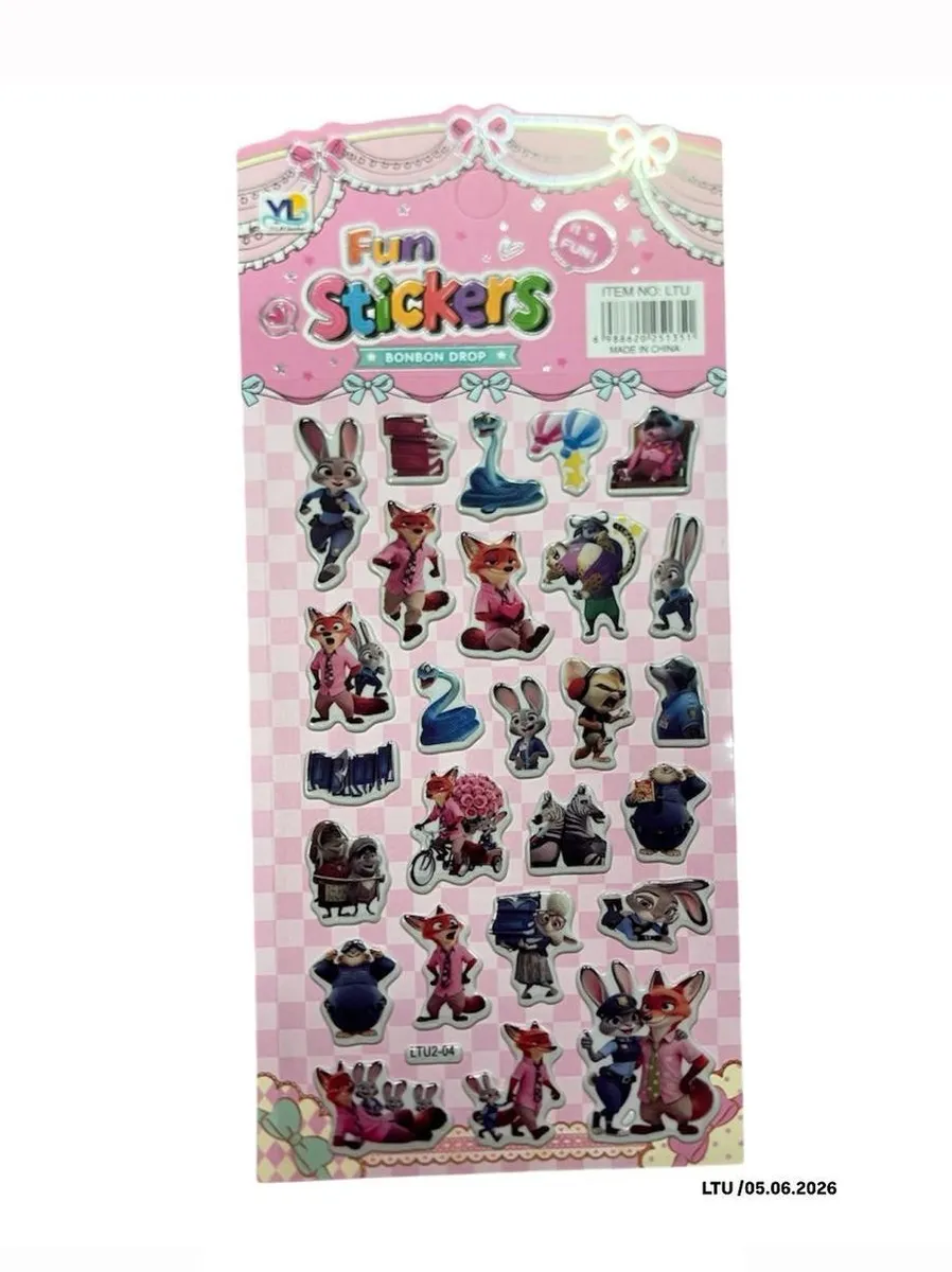 Naklejki Fun Stickers Bonbon Drop z postaciami zwierząt WK50626-163