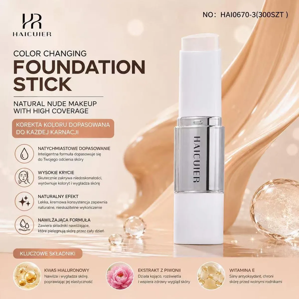 Haicuier Color Changing Foundation Stick naturalny korektor do twarzy
