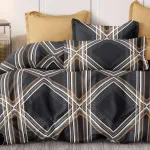 Komplet pościeli 5D Milano 200x220 czarno-beżowy geometryczny wzór