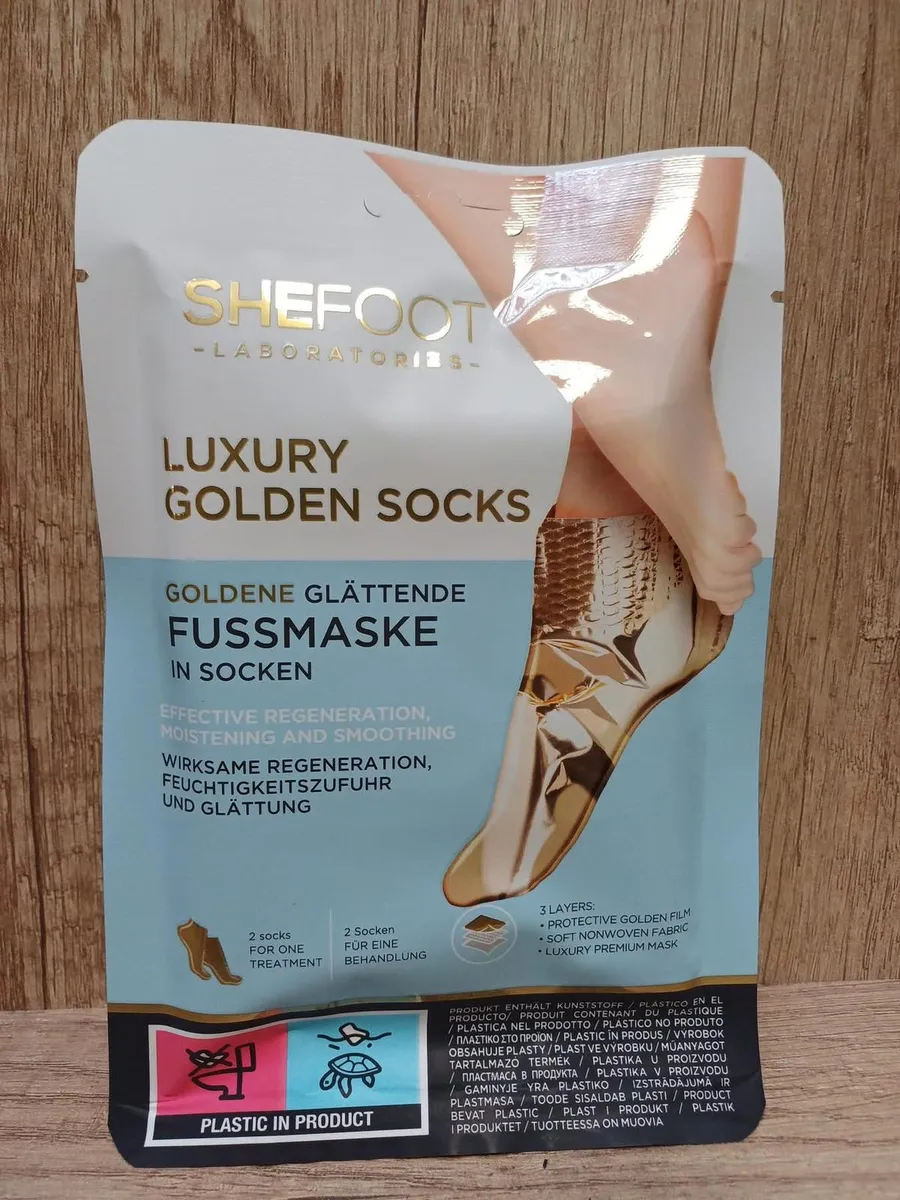 SheFoot Luxury Golden Socks złota maska do stóp w formie skarpetek