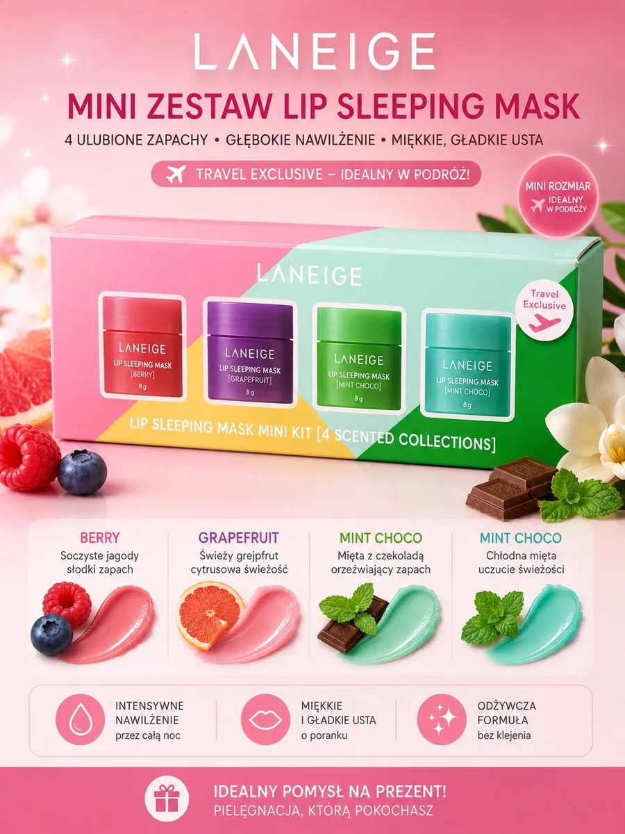 LANEIGE Mini Zestaw Lip Sleeping Mask 4 zapachy 8g
