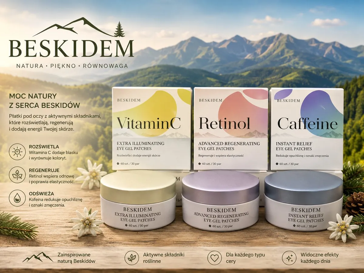 BESKIDEM Vitamin C rozświetlające płatki pod oczy 60 szt
