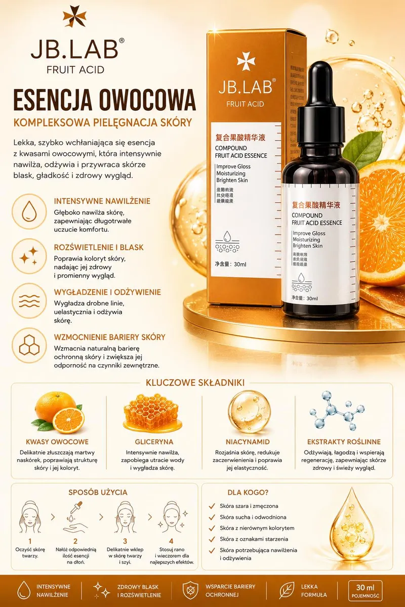 JB.LAB Esencja Owocowa 30ml nawilżająca i rozświetlająca skórę