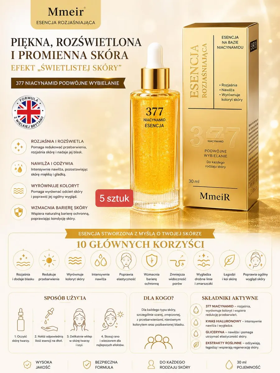 Mmeir Esencja Rozjaśniająca Niacynamid 30 ml Złota