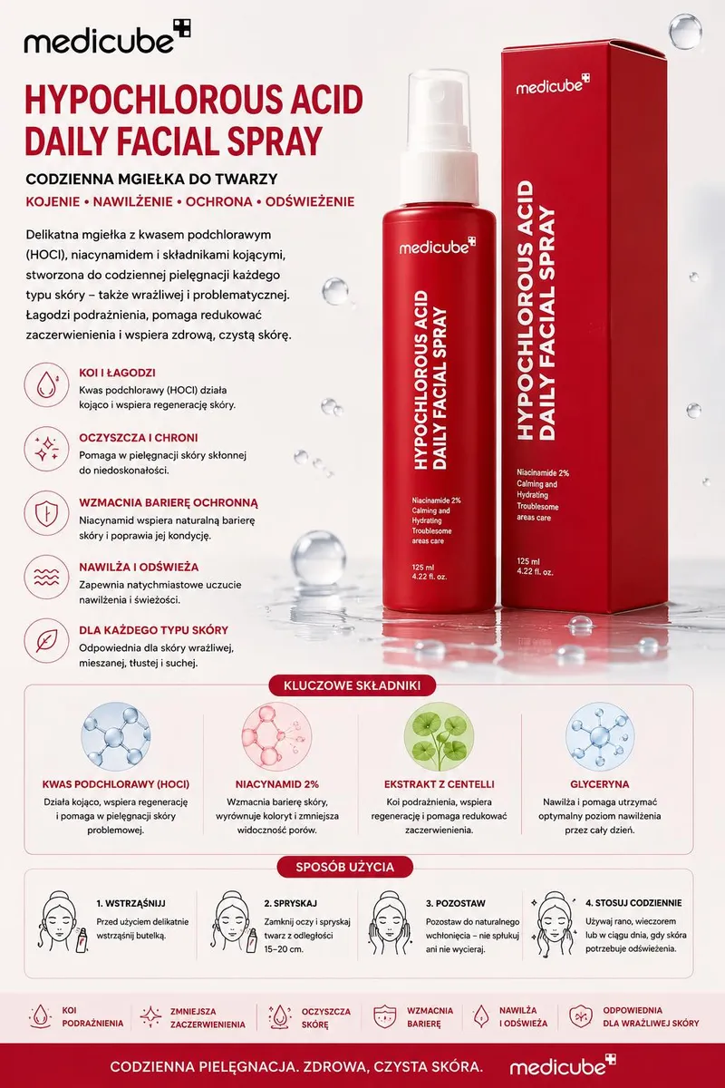 Medicube Hypochlorous Acid Daily Facial Spray 125 ml kojąca mgiełka do twarzy