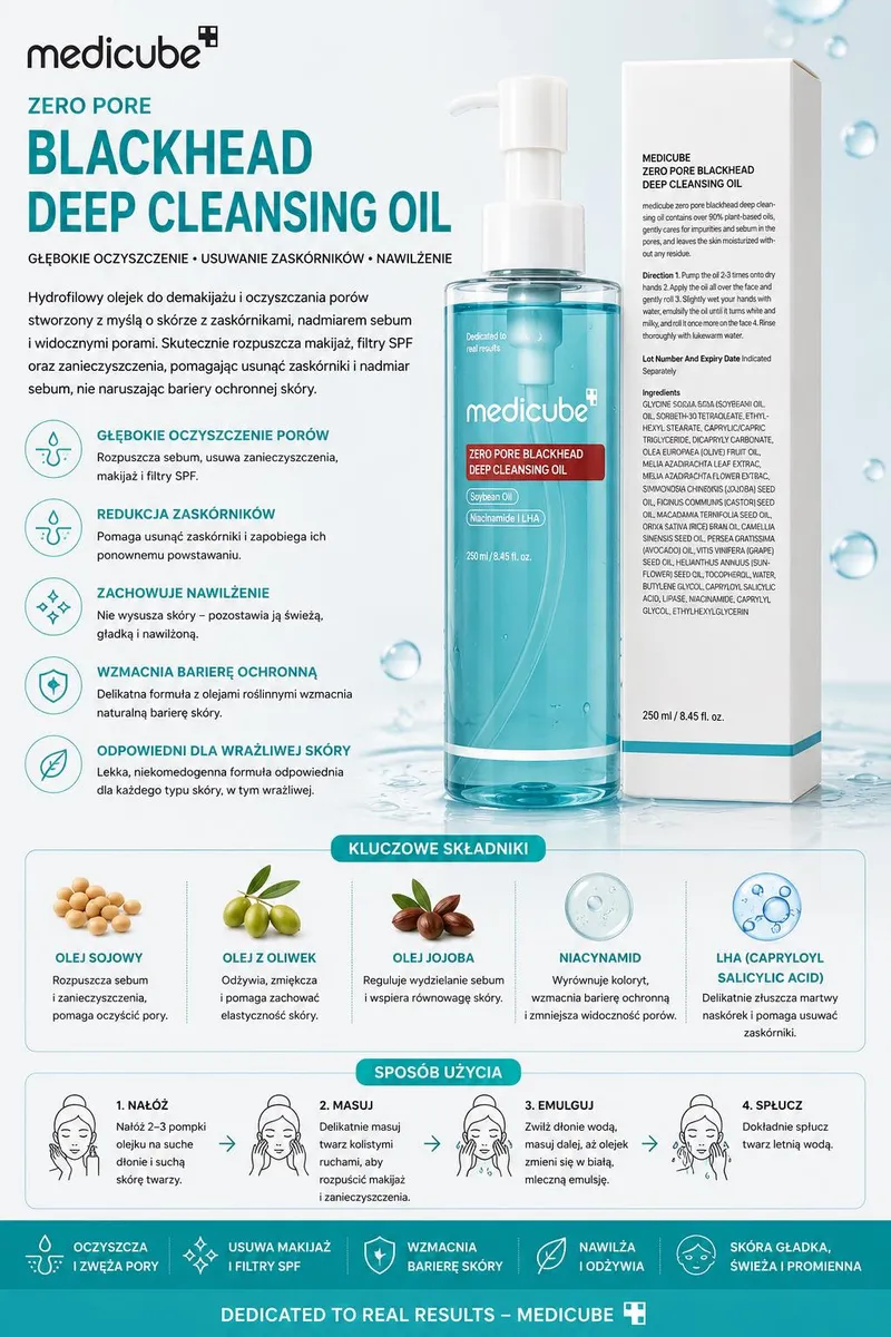 Medicube Zero Pore Blackhead Deep Cleansing Oil 250 ml olejek oczyszczający