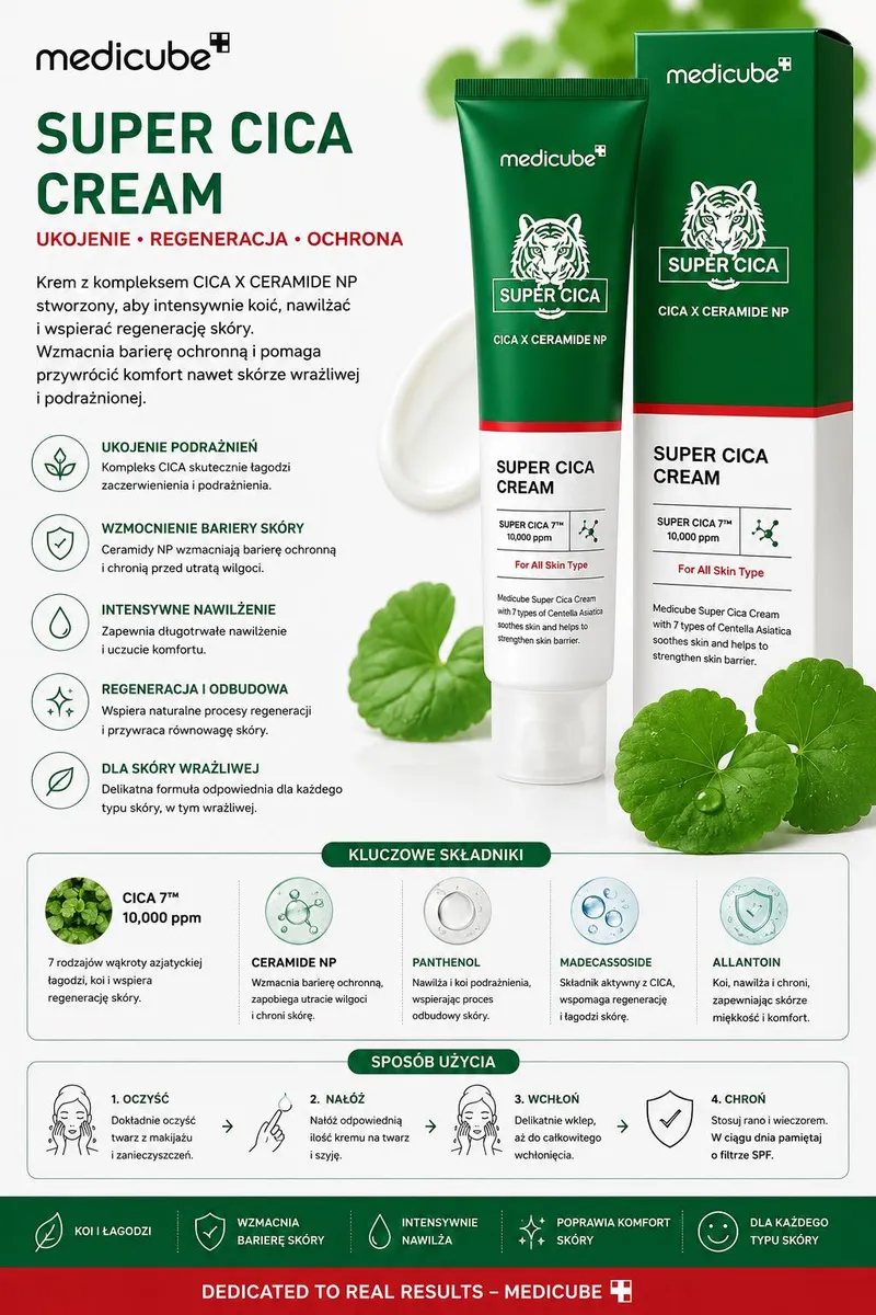 Medicube Super Cica Cream krem regenerujący do skóry wrażliwej