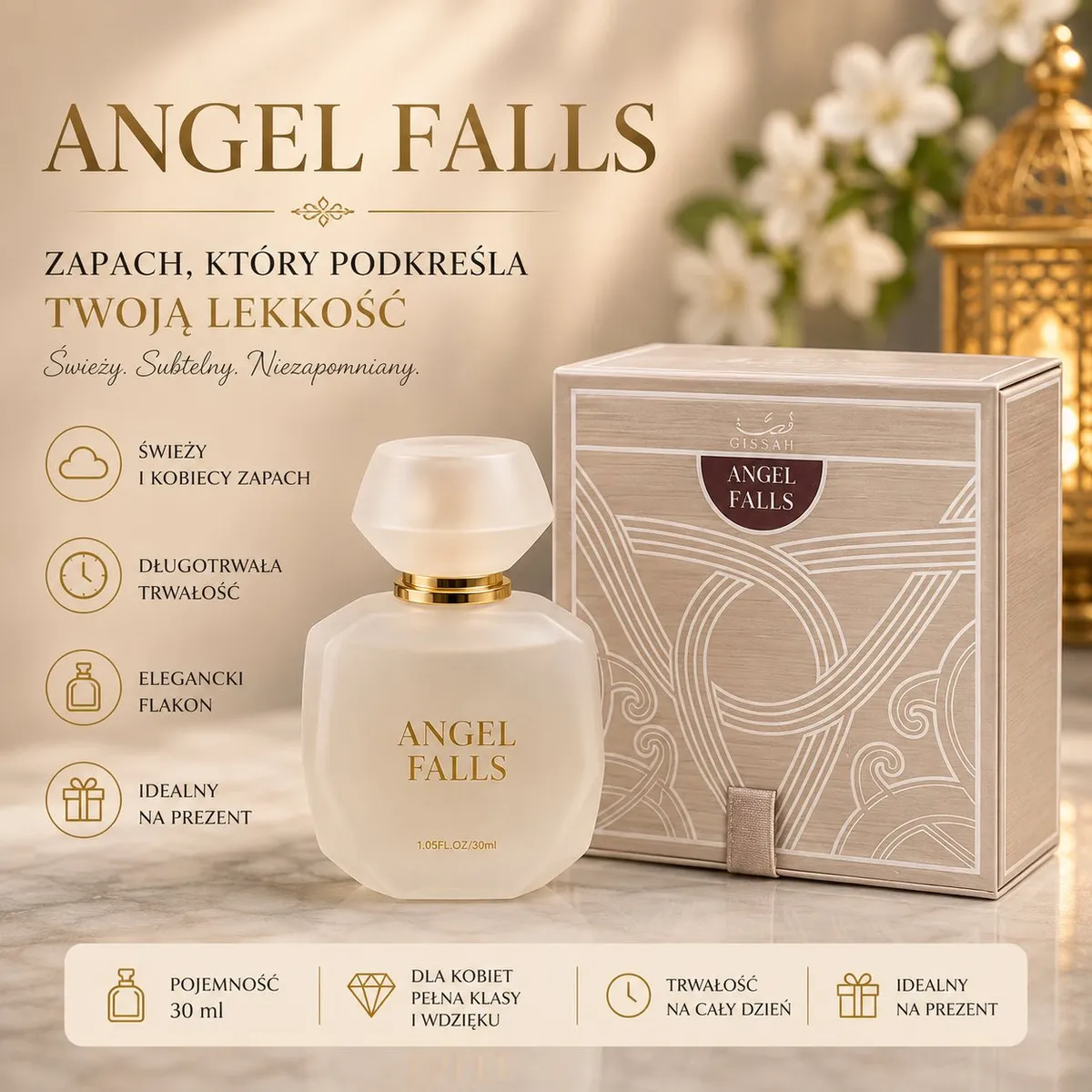 Perfumy Angel Falls 30ml elegancki flakon damski zapach