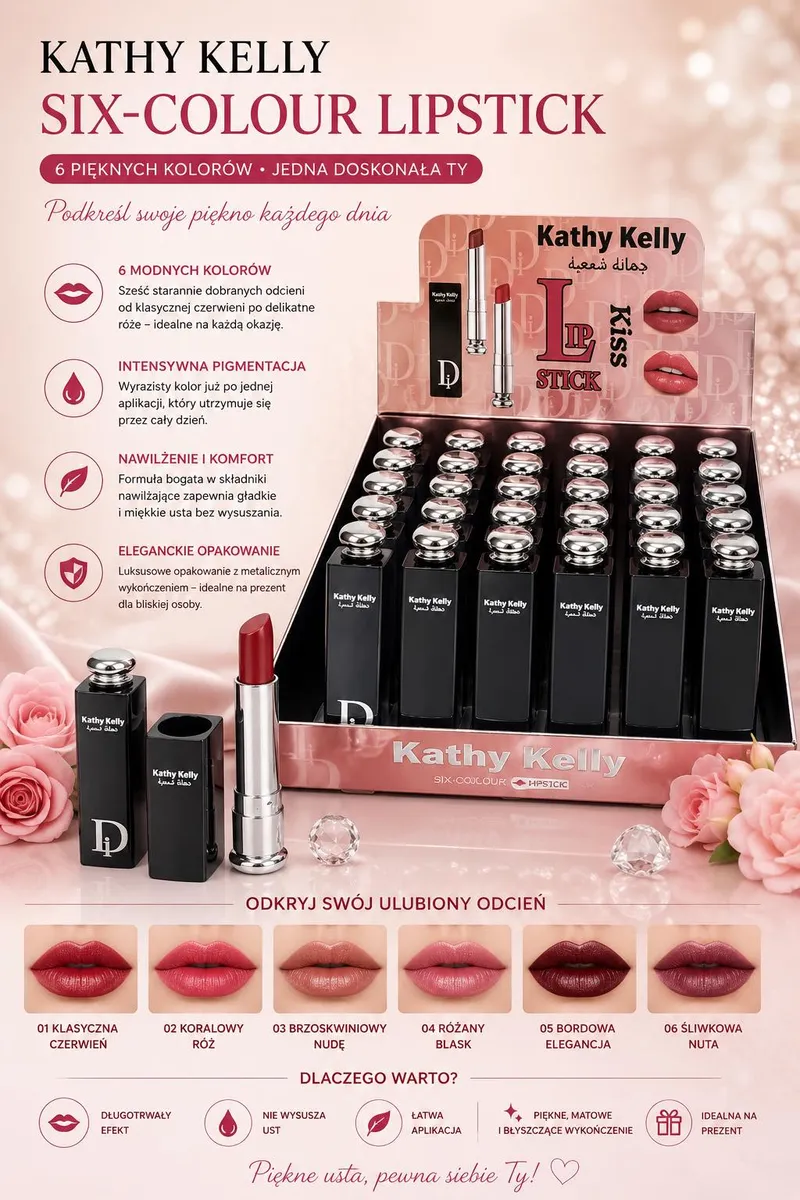 Kathy Kelly Six-Colour Lipstick zestaw 6 modnych pomadek