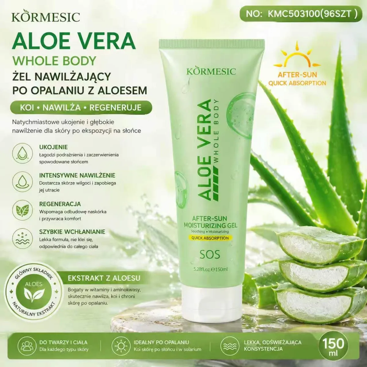 Körmesic Aloe Vera żel nawilżający po opalaniu 150 ml