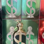 Arabskie perfumy 100 ml butelka złoto-zielona z ozdobą