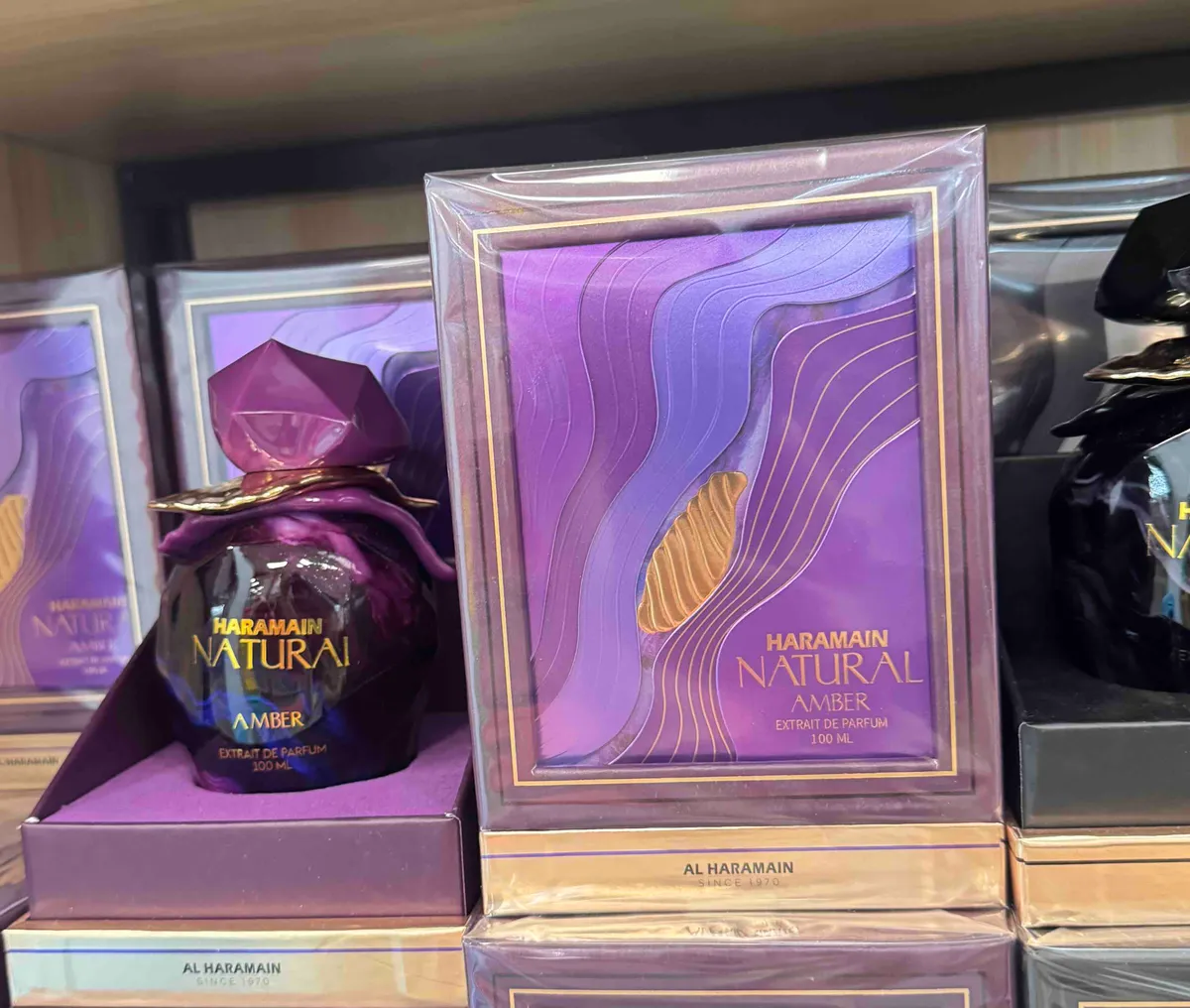 Arabskie perfumy Haramain Natural Amber 100 ml fioletowe opakowanie