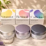 Trzy rodzaje masek na oczy K-SECRET witamina C, retinol, kofeina