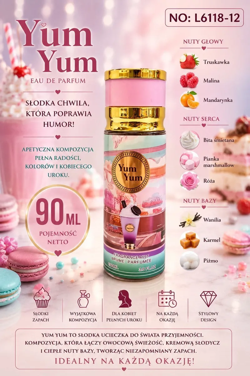 Yum Yum Perfumowany Mist 90 ml o słodkim zapachu owocowo-kremowym