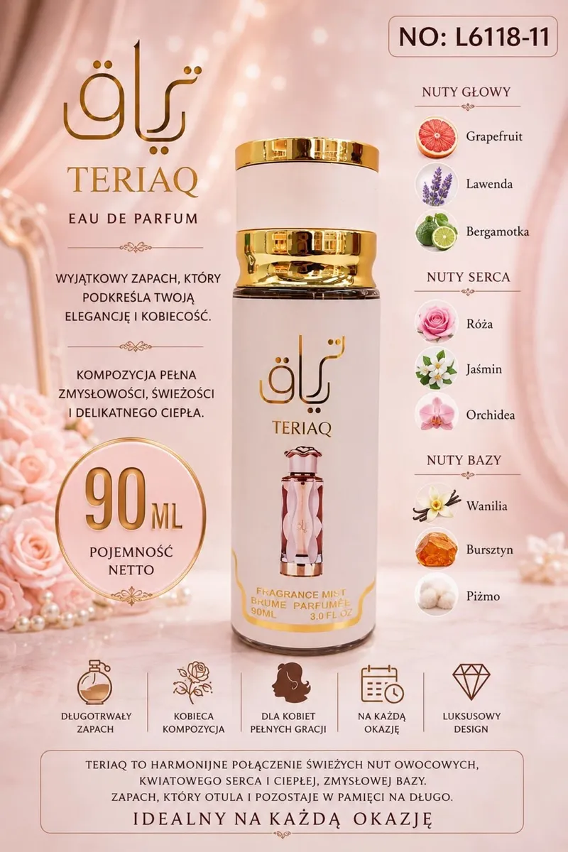 TERIAQ Perfumowany Mist 90ml z nutami kwiatowo-owocowymi