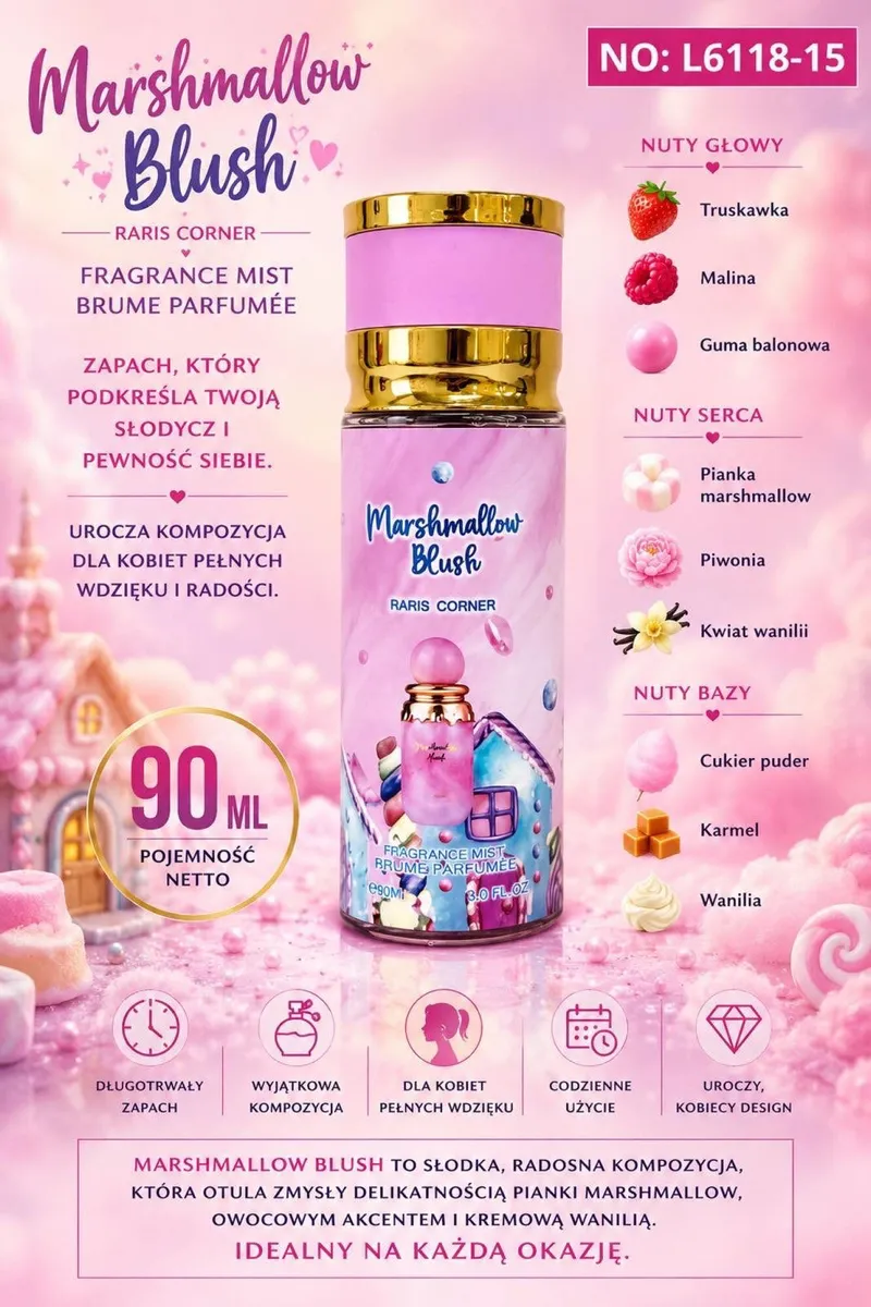 Marshmallow Blush Raris Corner 90ml - słodka mgiełka zapachowa