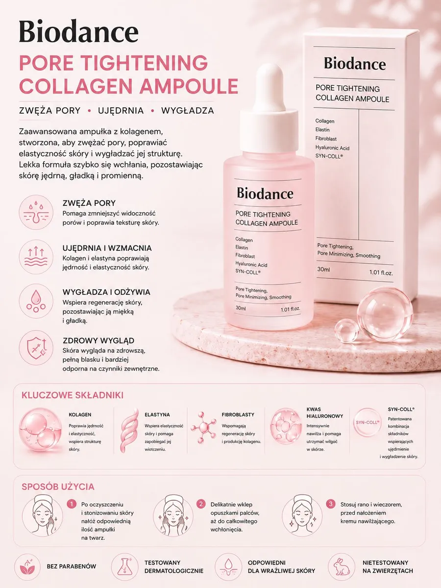 Biodance Pore Tightening Collagen Ampoule 30ml - serum zwężające pory