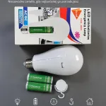 Lampa awaryjna LED z akumulatorami 3,7V i hakiem do zawieszenia