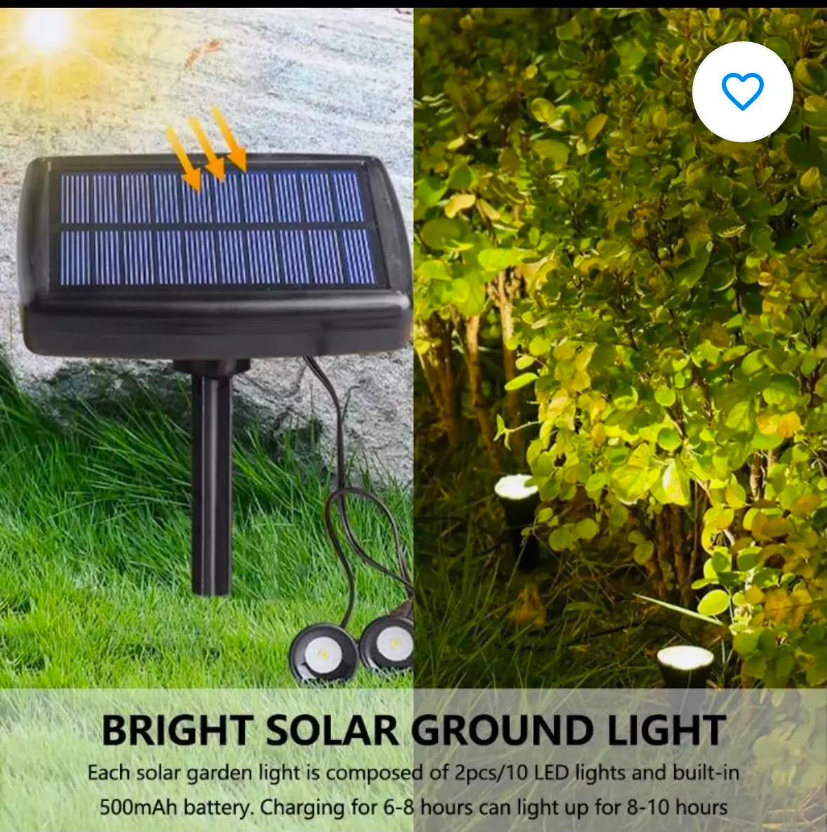 Lampa solarna LED na trawnik 10 LED wodoodporna czarna