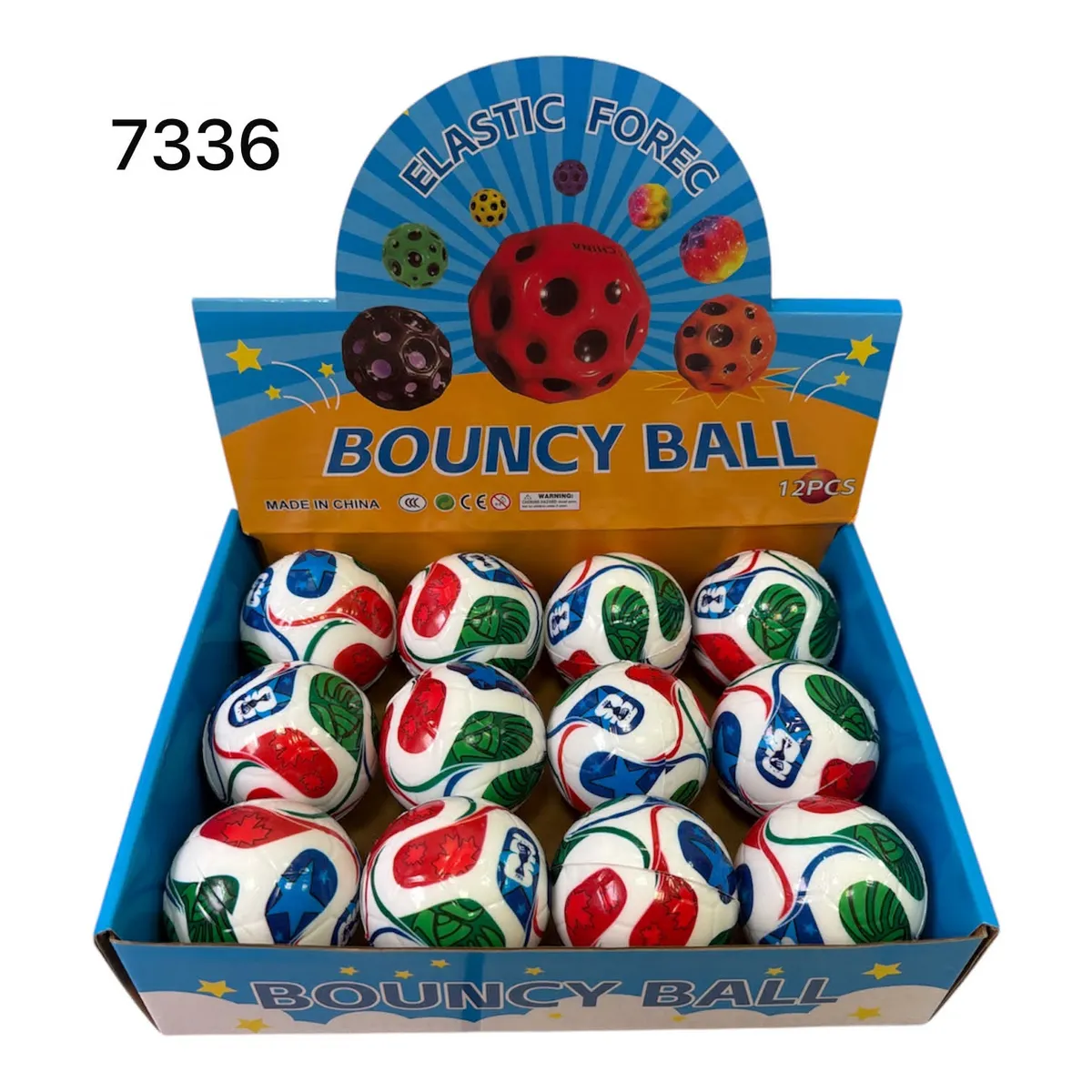 Piłka Moon Ball 7 cm kolorowa z nadrukiem liści i gwiazd