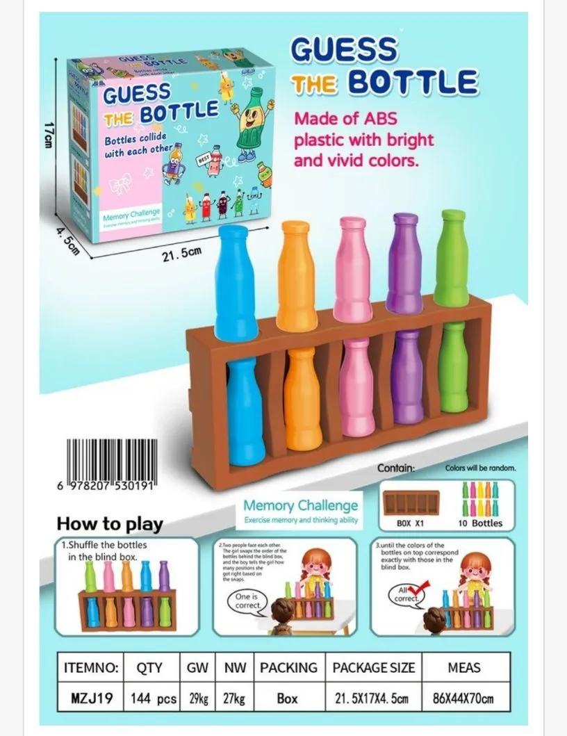 Zestaw edukacyjny Guess The Bottle kolorowe butelki z plastiku ABS