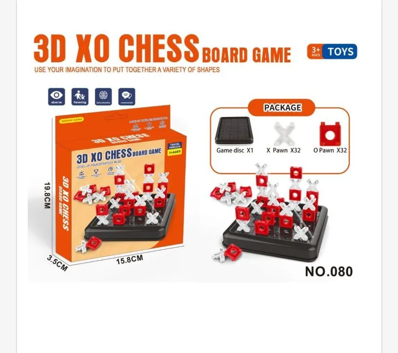 3D XO Chess Gra Planszowa Czarno-Czerwona 3 Warstwy