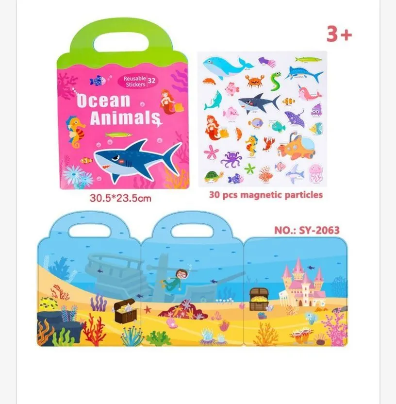 Zestaw Naklejek Magnetycznych Ocean Animals 30 szt. dla dzieci 3+