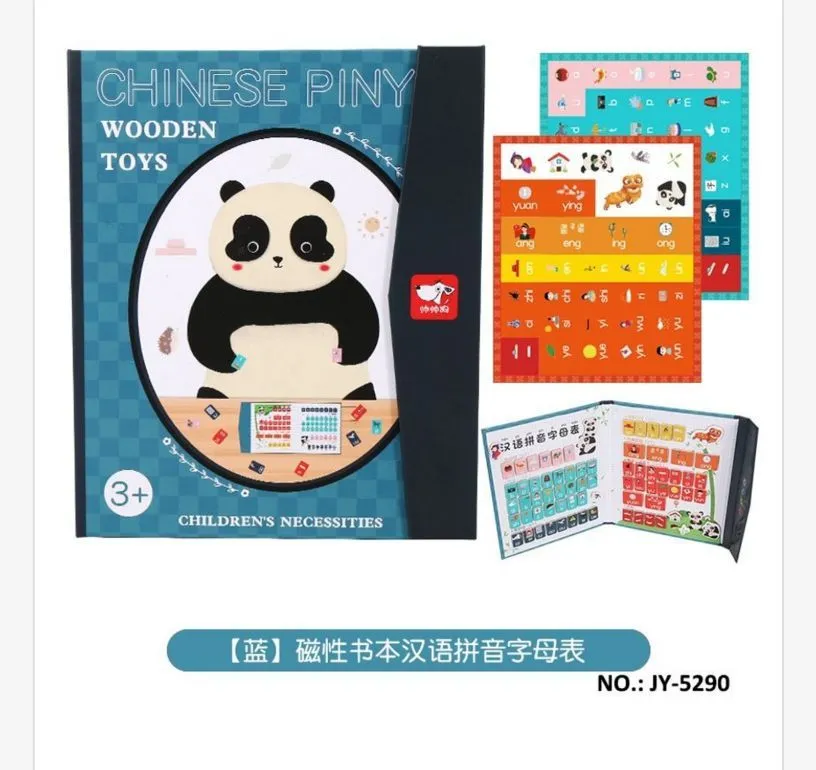Drewniana edukacyjna książeczka z pandą i chińskim pinyin