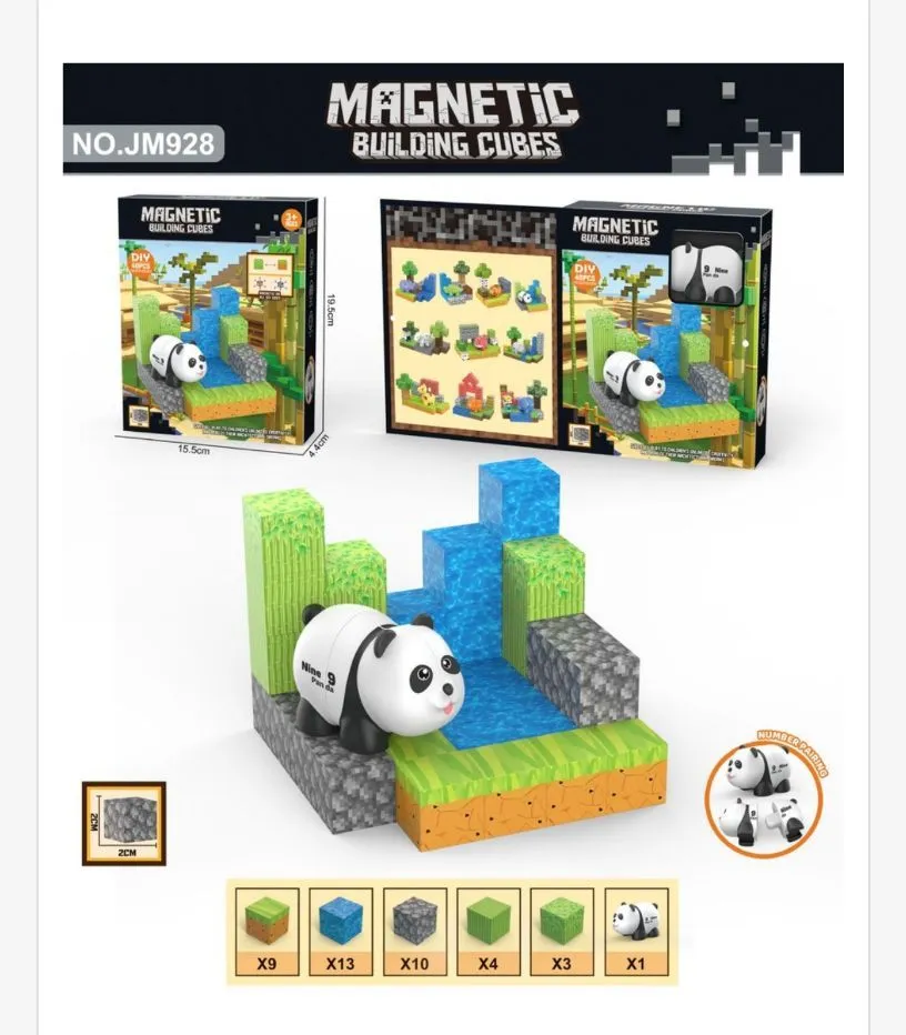 Magnetic Building Cubes Zestaw Klocków Magnetycznych z Pandą