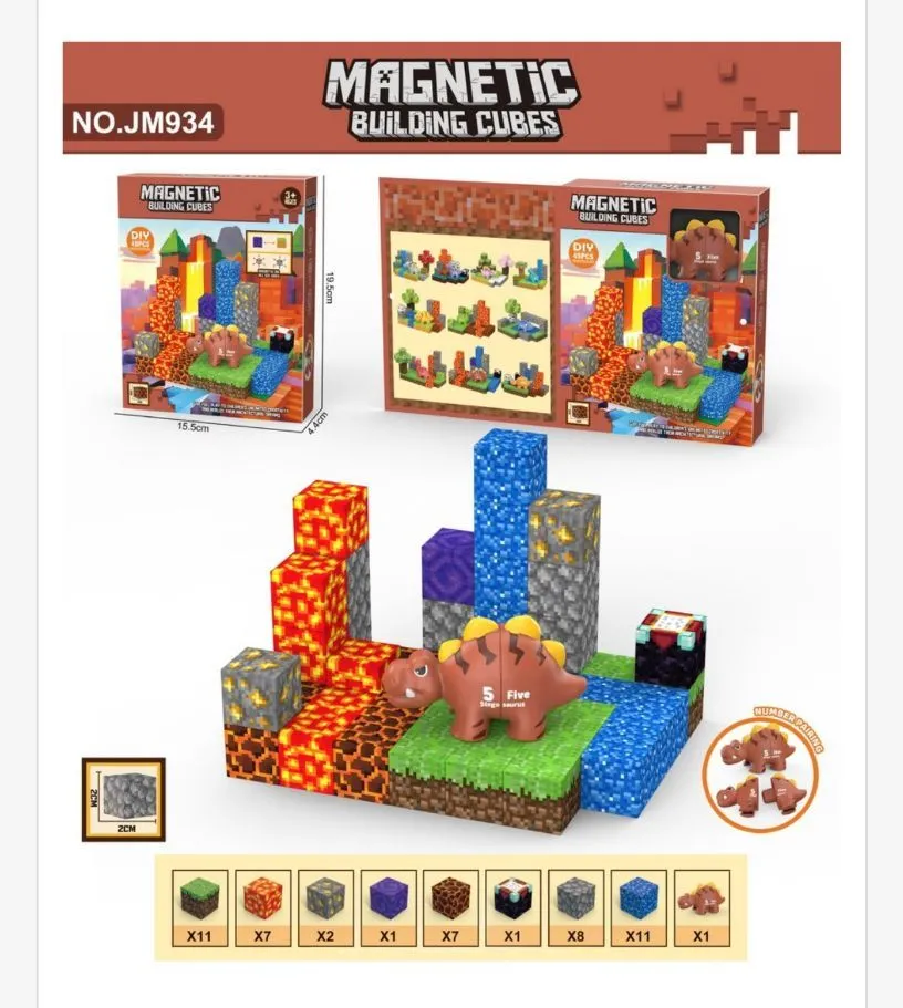Magnetic Building Cubes Zestaw Klocków Magnetycznych Dinozaur
