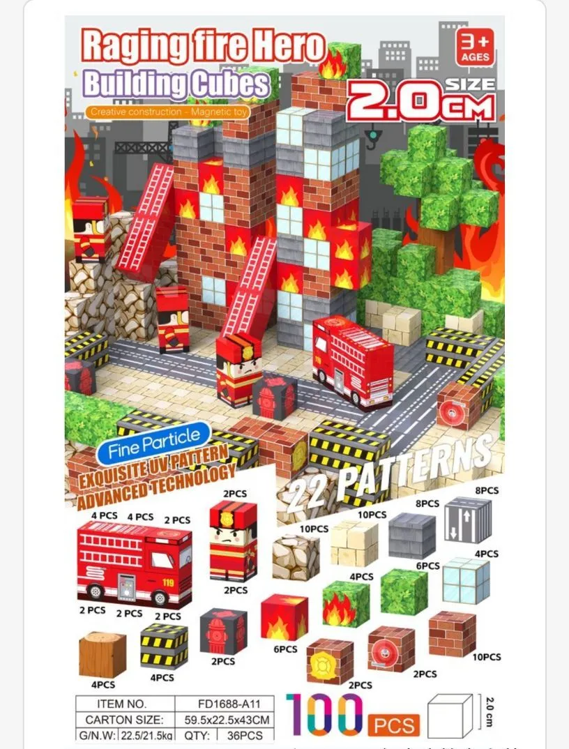 Klocki magnetyczne Raging fire Hero 2 cm 100 elementów