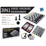 Zestaw 3w1 do gry szachy, warcaby i backgammon magnetyczny 24x24 cm
