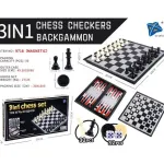 Zestaw 3w1 do gry: szachy, warcaby, backgammon magnetyczny 30x30 cm