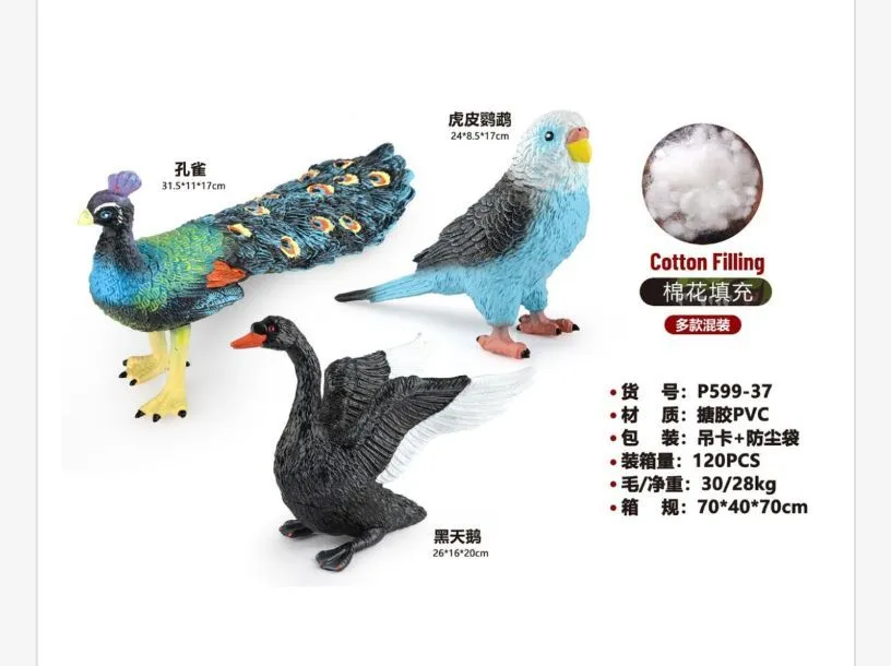 Figurka ptaka dekoracyjna PVC mix kolorów 17-20 cm