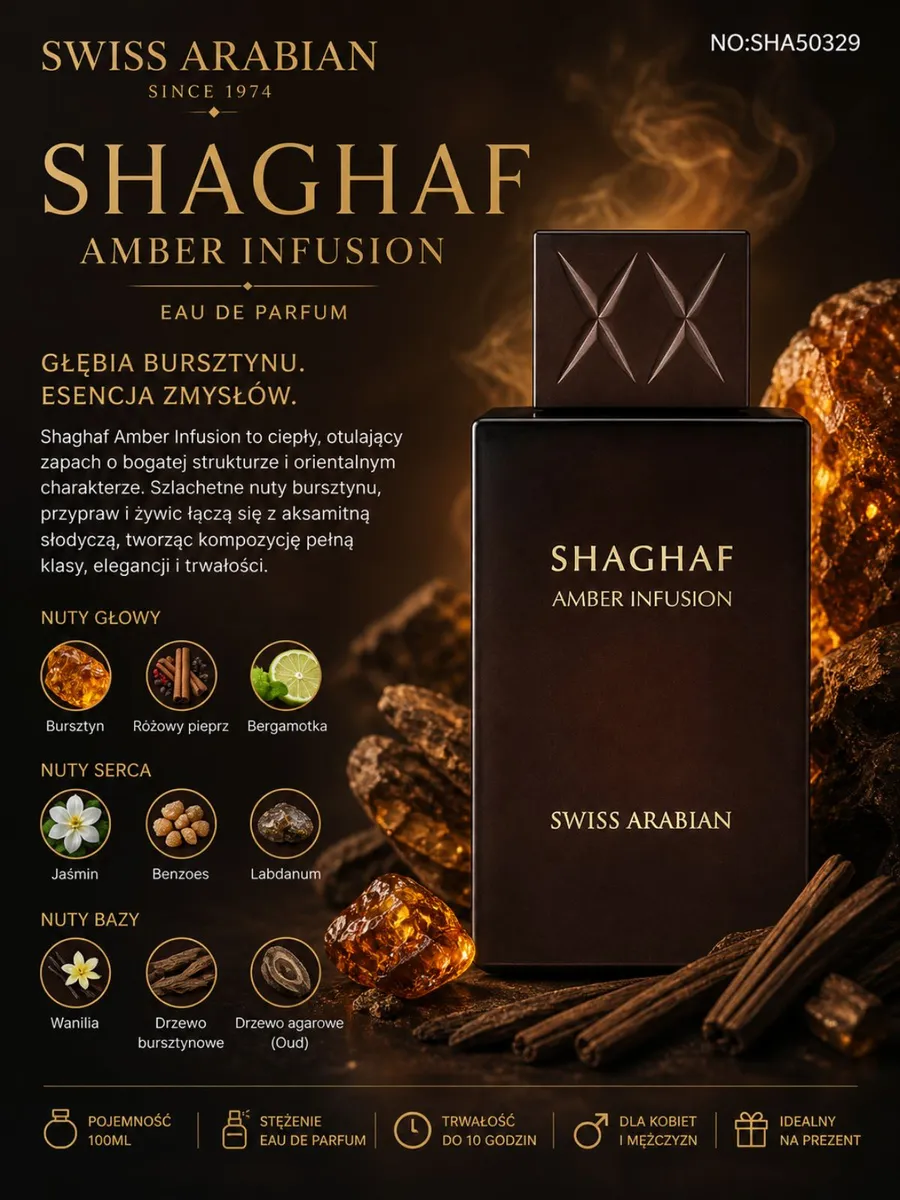 Shaghaf Amber Infusion Swiss Arabian perfumy 100ml orientalne
