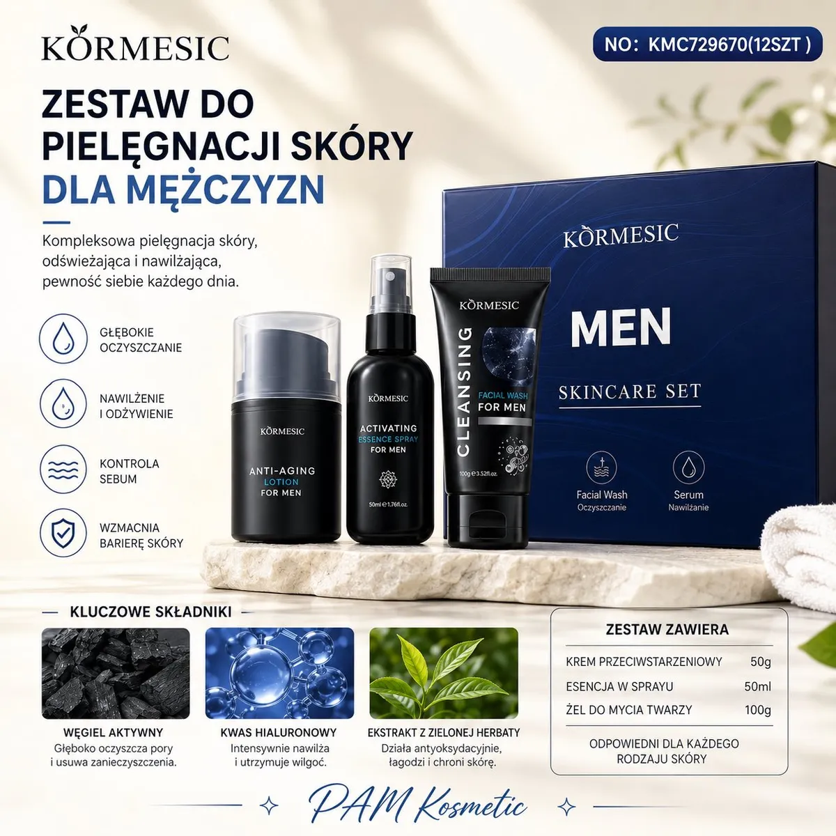 Körmesic Men Skincare Set granatowy zestaw do pielęgnacji męskiej skóry