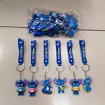 Brelok Lilo & Stitch niebieski z gumową figurką i paskiem