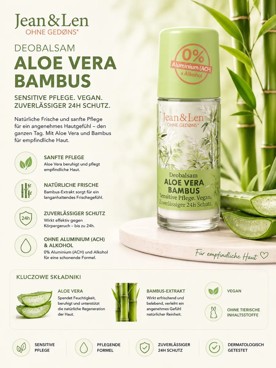 Deobalsam Aloe Vera Bambus bez aluminium i alkoholu 24h ochrona
