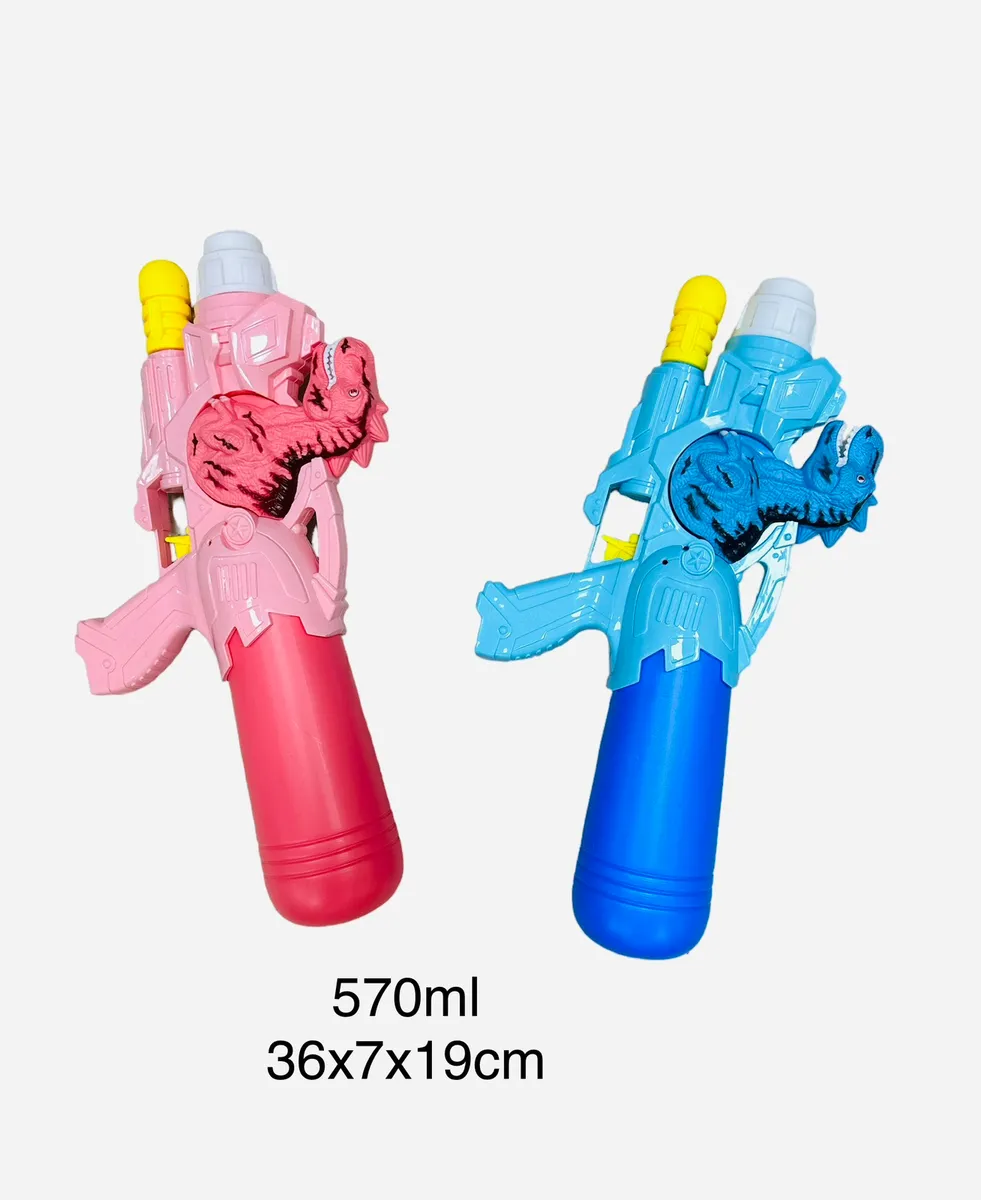 Pistolet na wodę z dinozaurem 570ml różowy i niebieski